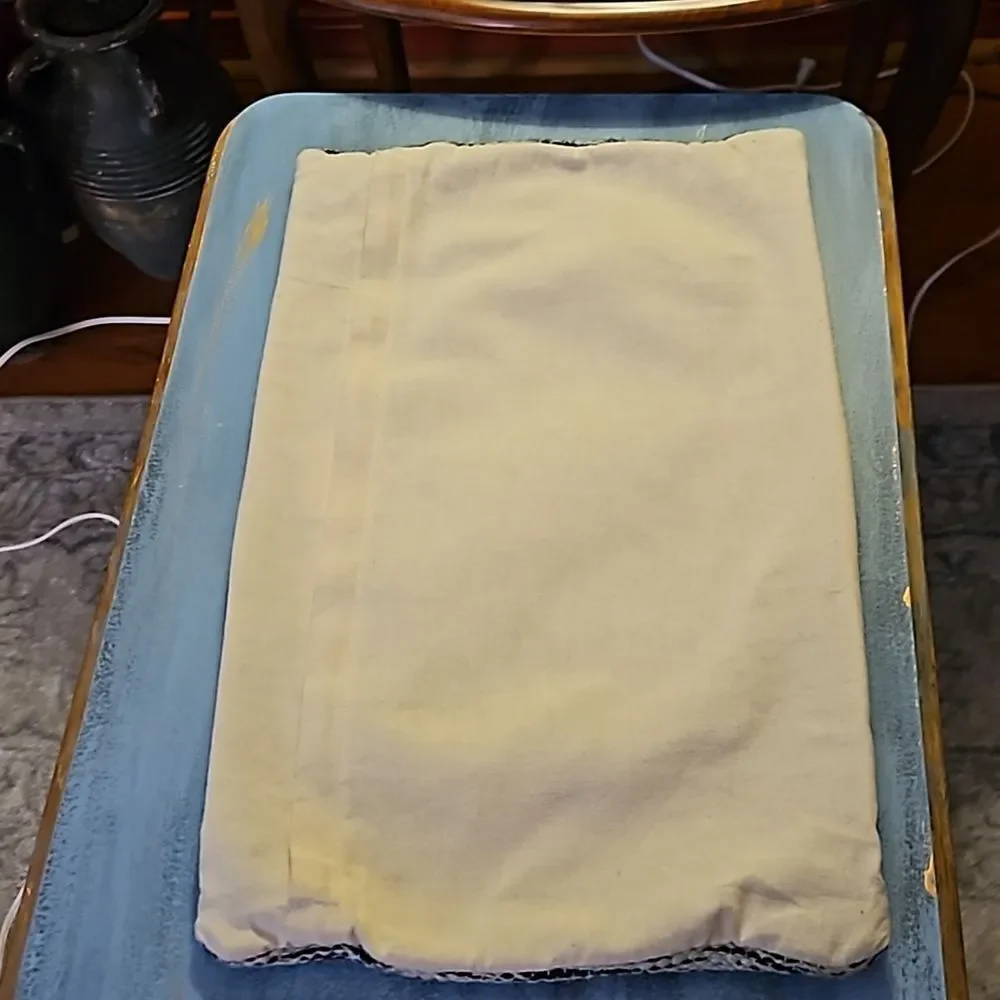 Navy Blue Cream Variegated Lumbar Pillow Cover | 100% Cotton